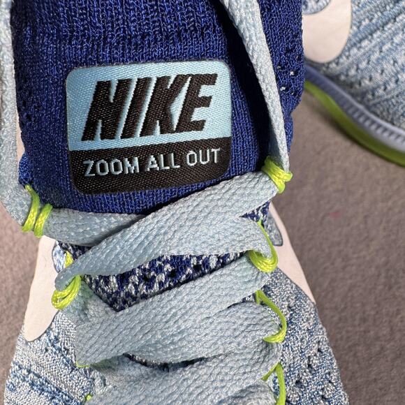 Nike Zoom All Out Flyknit Shoes Womens Size 8 Blue Volt Running Mid 845361-400 - Picture 3 of 13